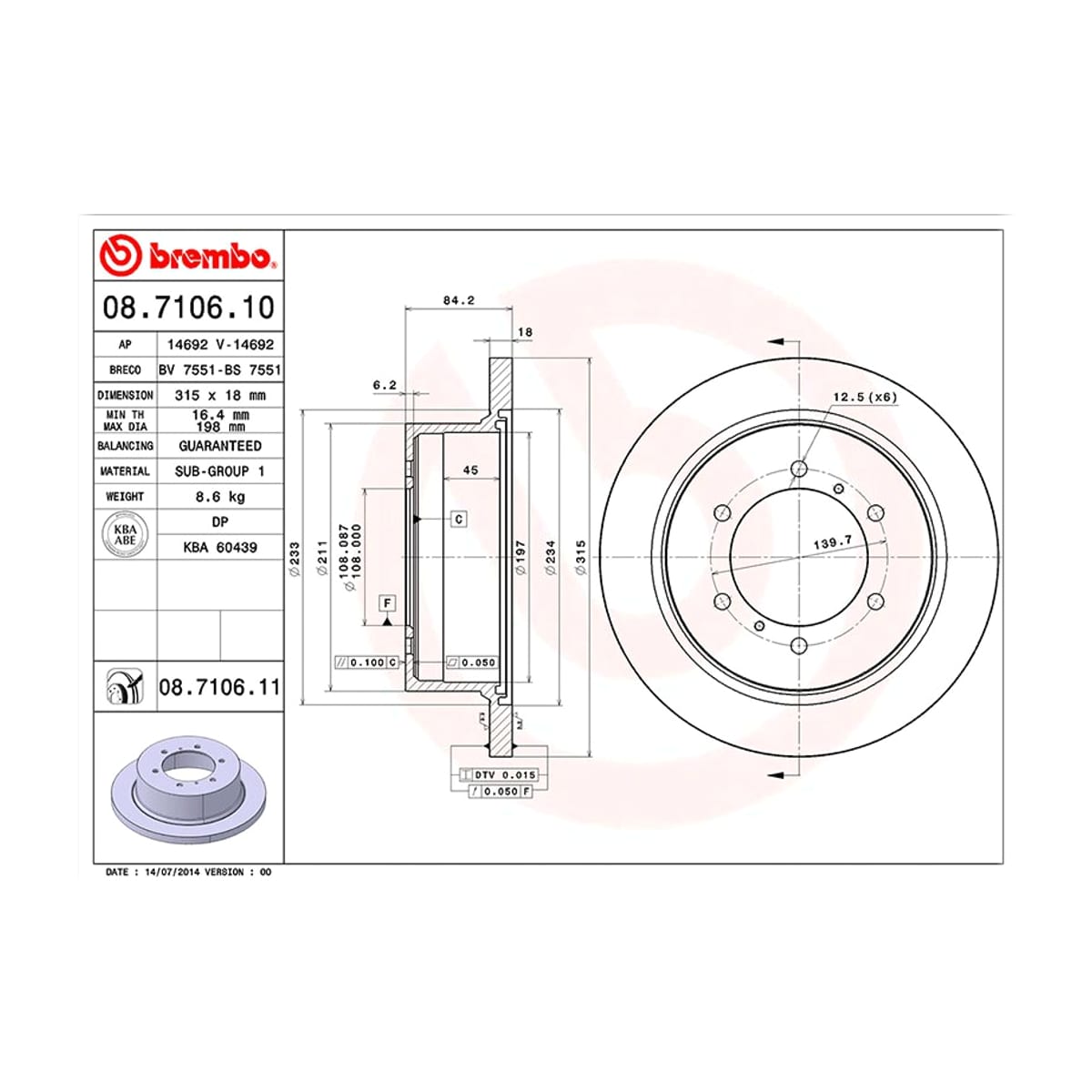 BREMBO Диск тормозной (Сзади) Mitsubishi Delica 94-07 / Pajero 91-03 08710610