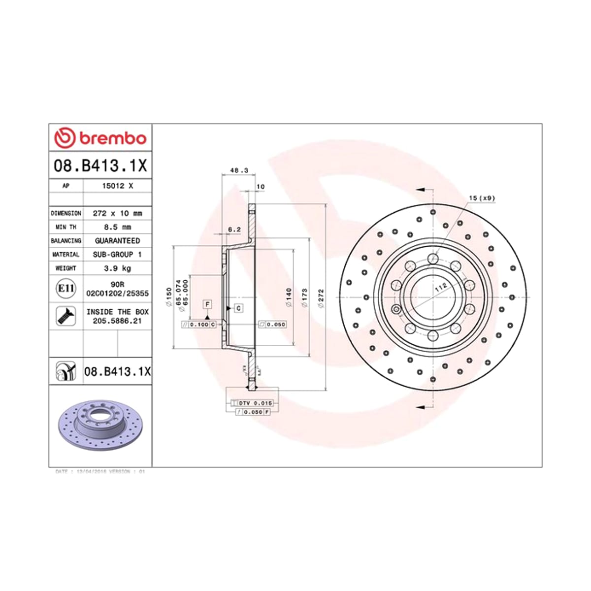 BREMBO Диск тормозной Xtra 08B4131X (зад)