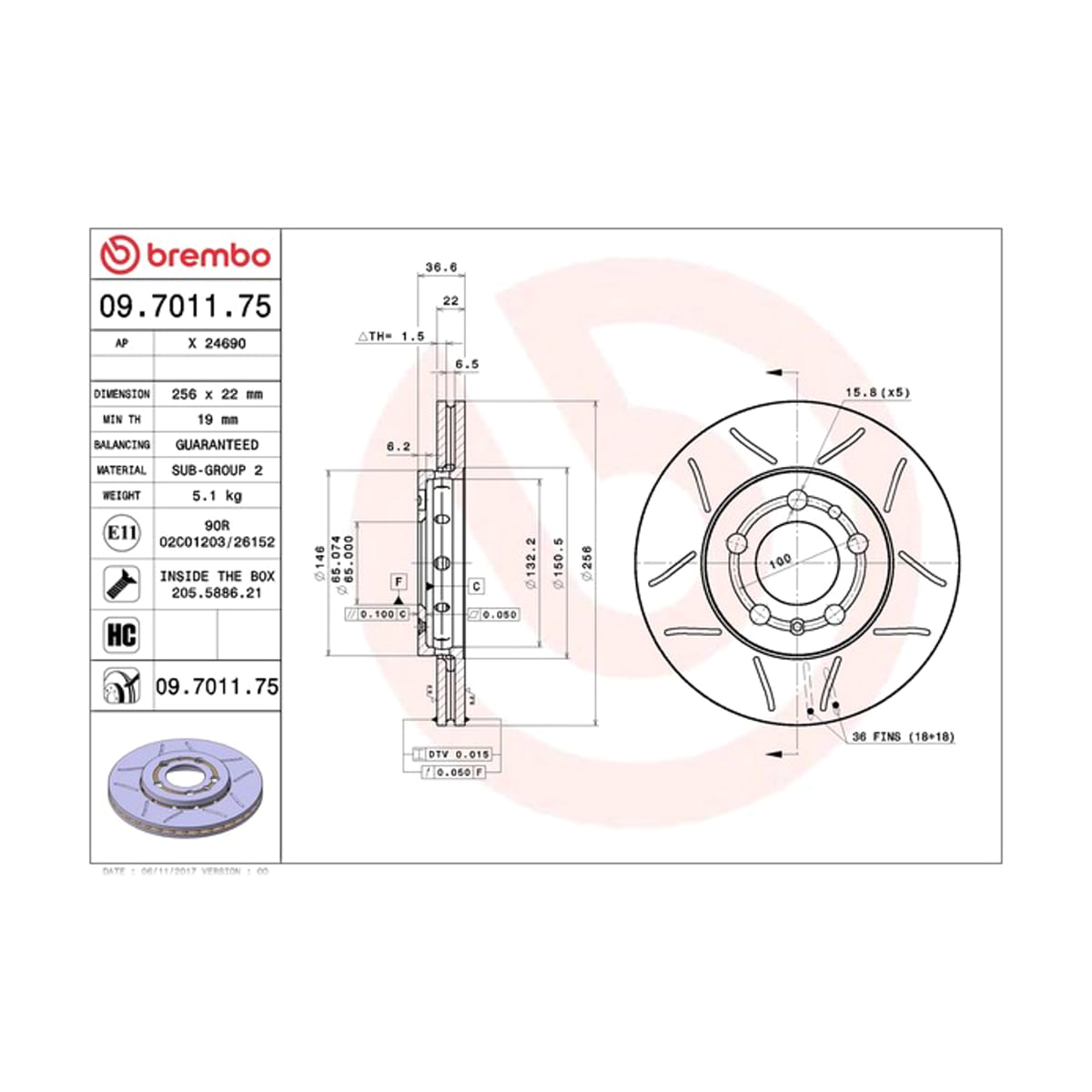 BREMBO Диск тормозной Max 09701175 (перед)