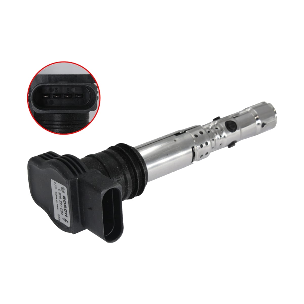 BOSCH Катушка зажигания Audi A3 96-03 / A4 94-09 AEB;AGU;AJQ;APU;AQA;ARX;ARY;ARZ;AUM;AUQ 0986221024