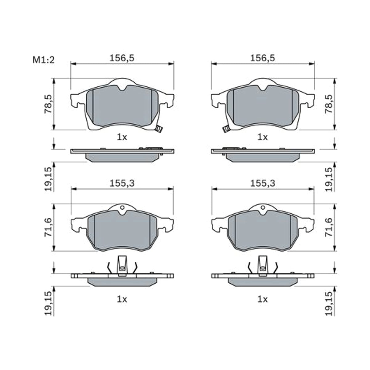 BOSCH Колодки тормозные дисковые 0986424457 (перед)