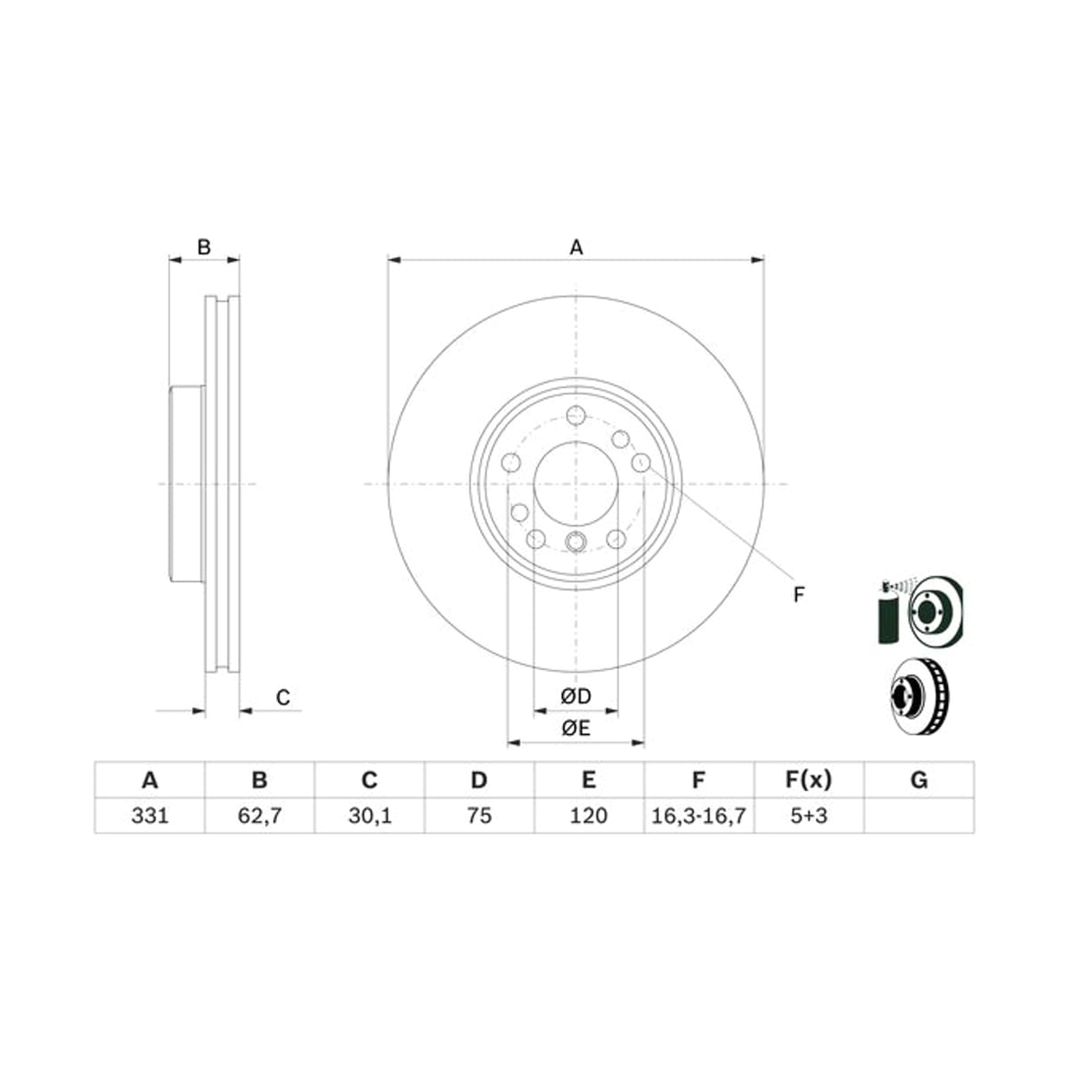 BOSCH Диск тормозной 0986478974 (перед)