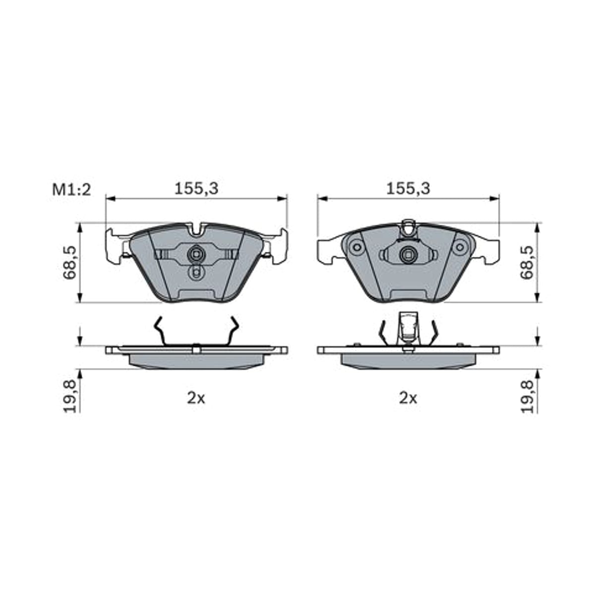 BOSCH Колодки тормозные дисковые 0986494036 (перед)