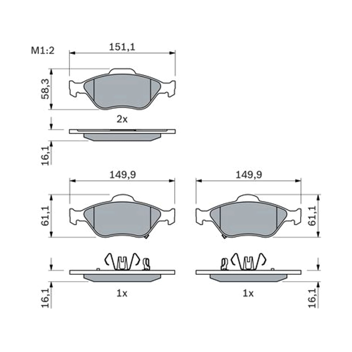 BOSCH Колодки тормозные дисковые 0986494101 (перед)
