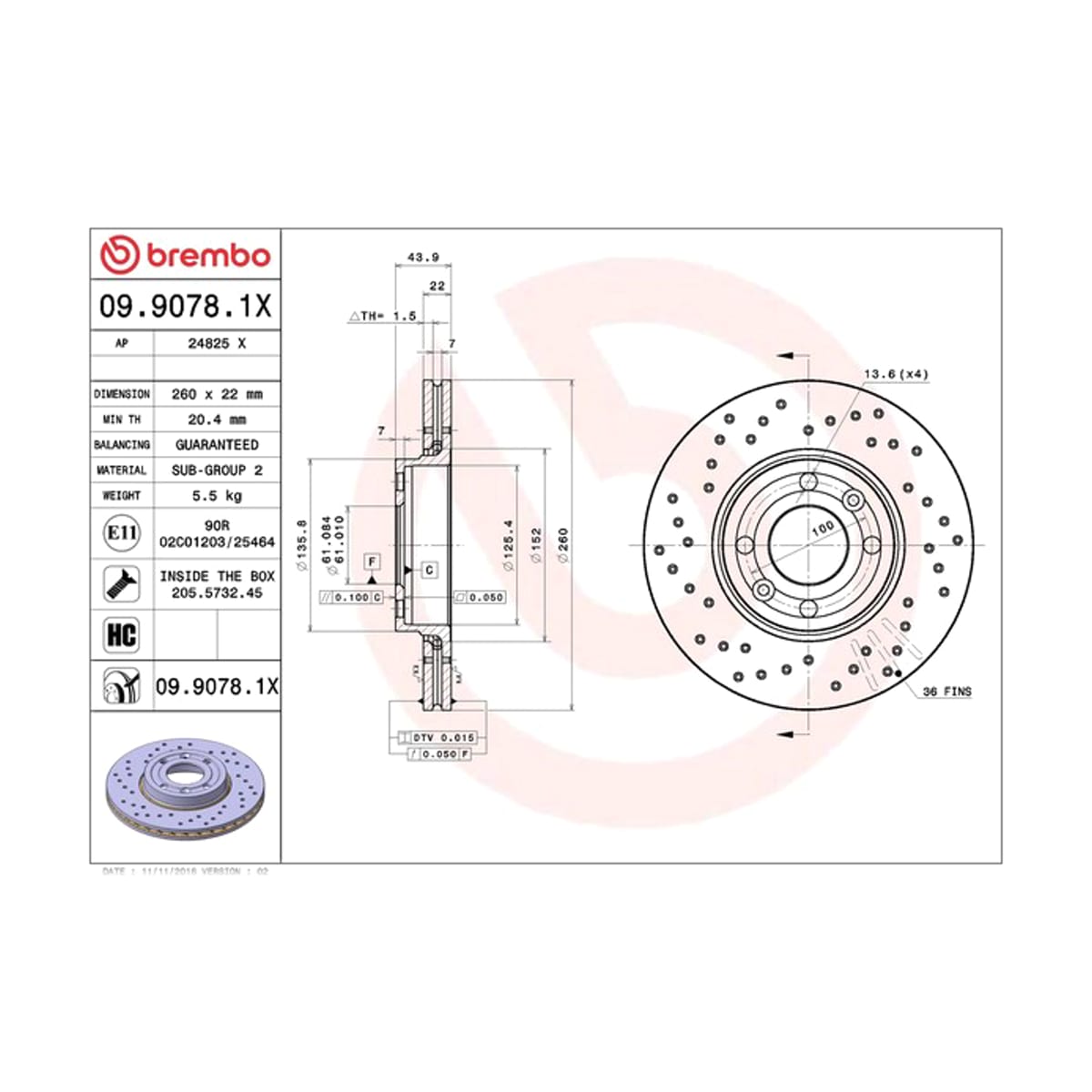 BREMBO Диск тормозной Xtra 0990781X (перед)