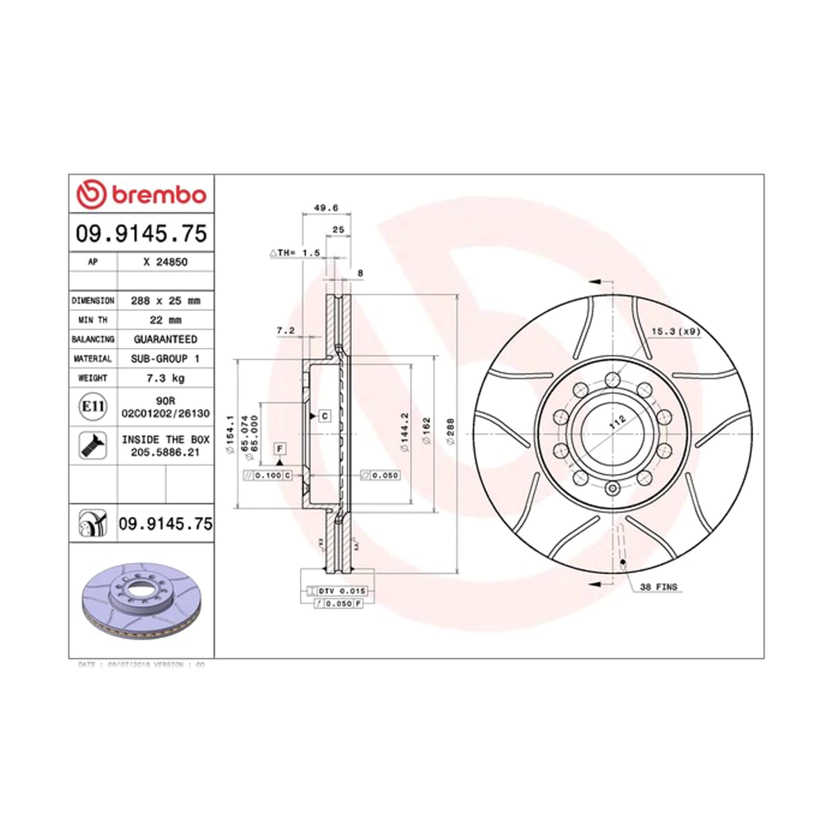 BREMBO Диск тормозной Max 09914575 (перед)
