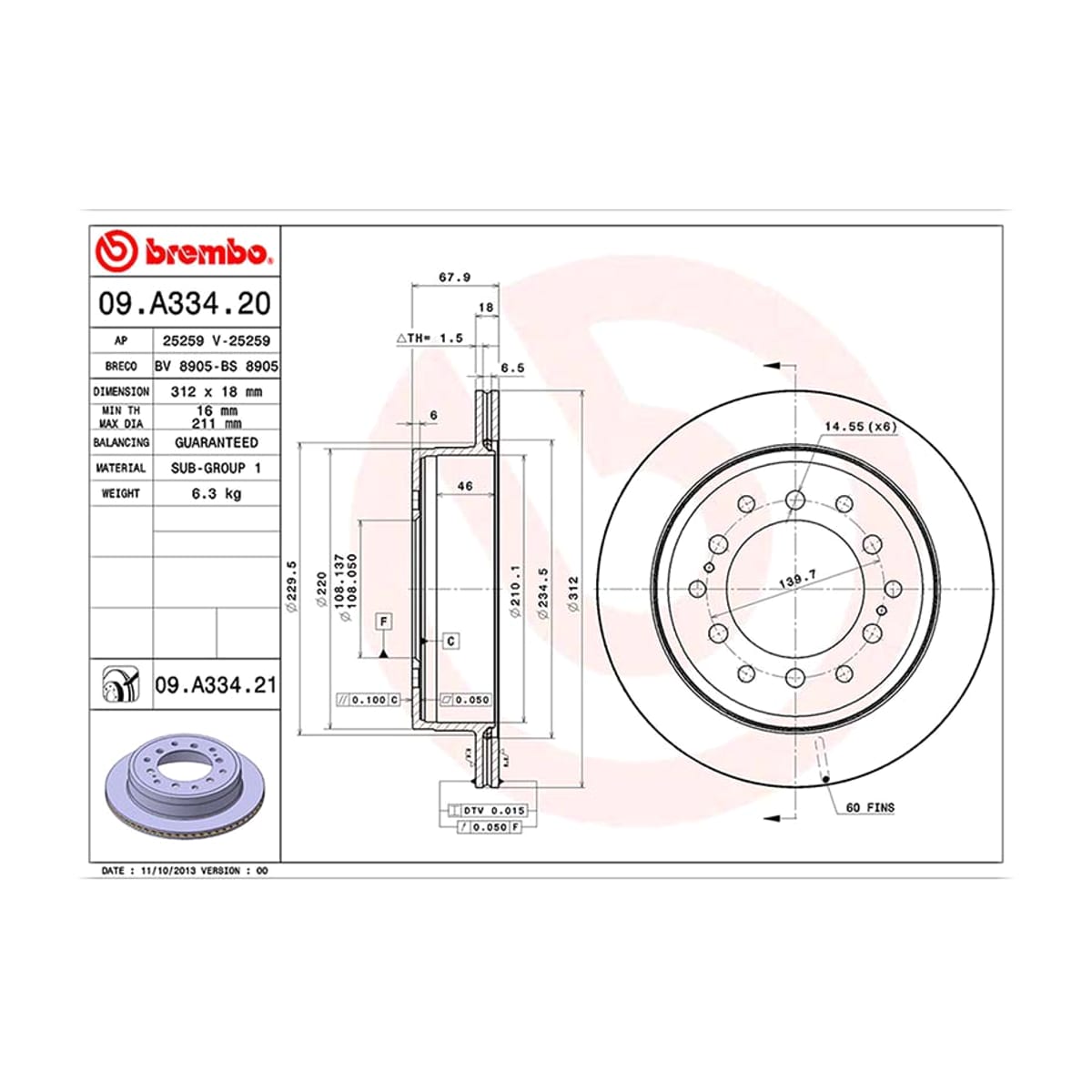 BREMBO Диск тормозной UV Coated 09A33421 (зад)