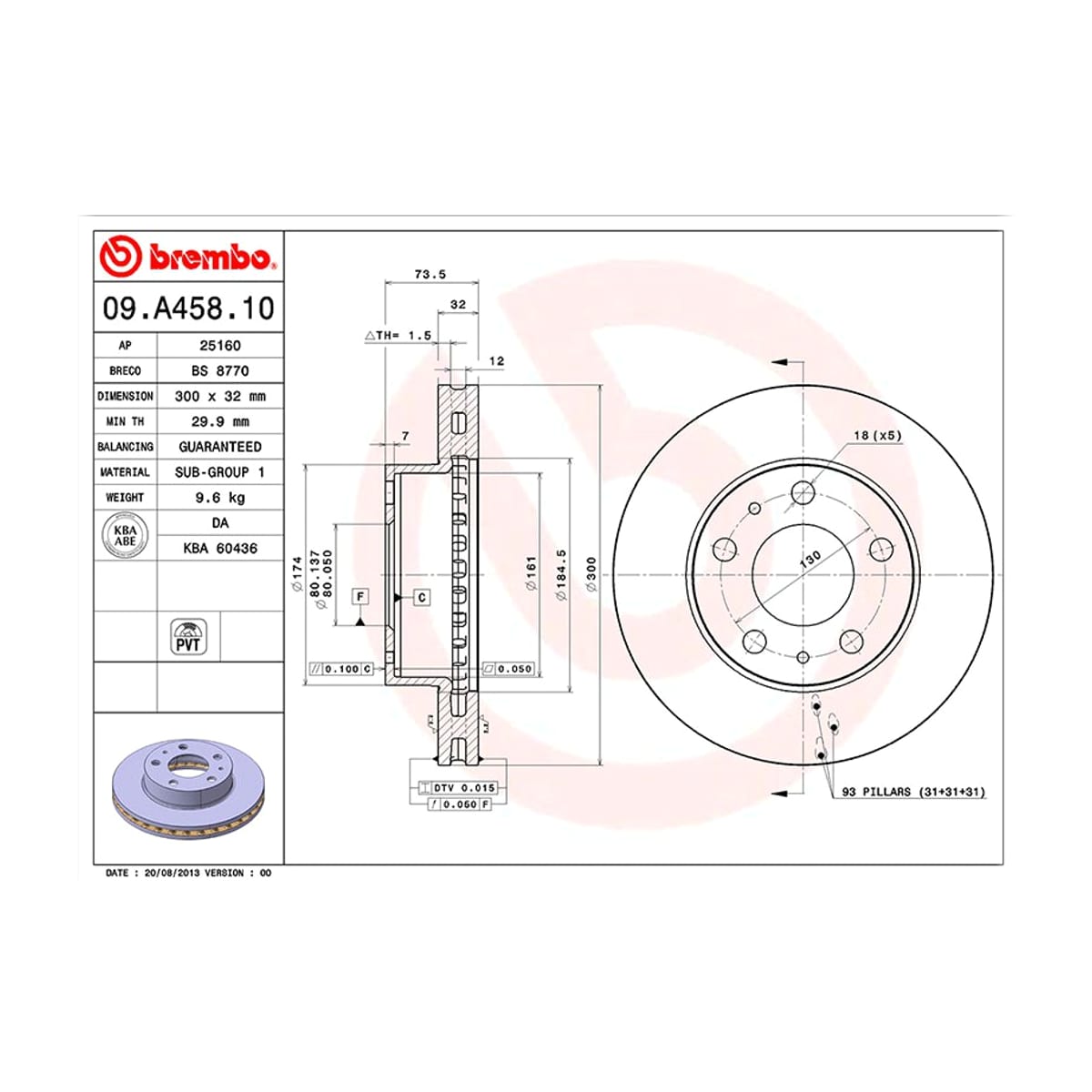 BREMBO Диск тормозной Standard 09A45810 (перед)