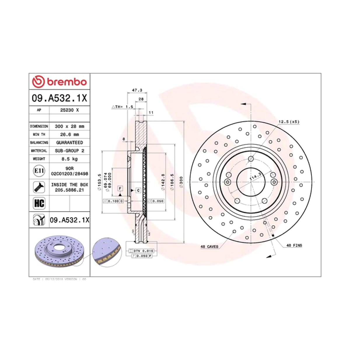 BREMBO Диск тормозной Xtra 09A5321X (перед)
