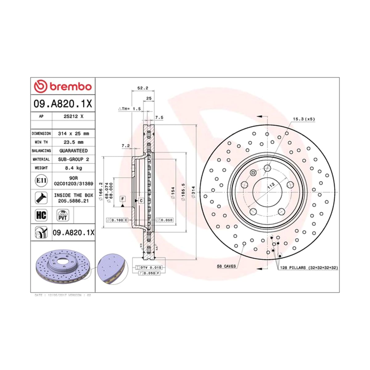 BREMBO Диск тормозной Xtra 09A8201X (перед)