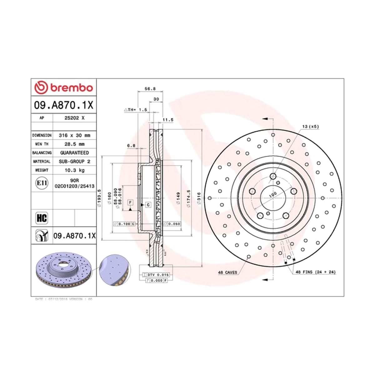 BREMBO Диск тормозной Xtra 09A8701X (перед)