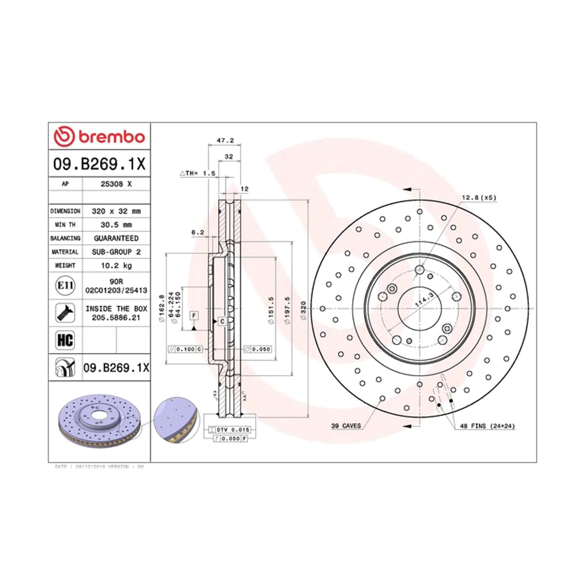 BREMBO Диск тормозной Xtra 09B2691X (перед)