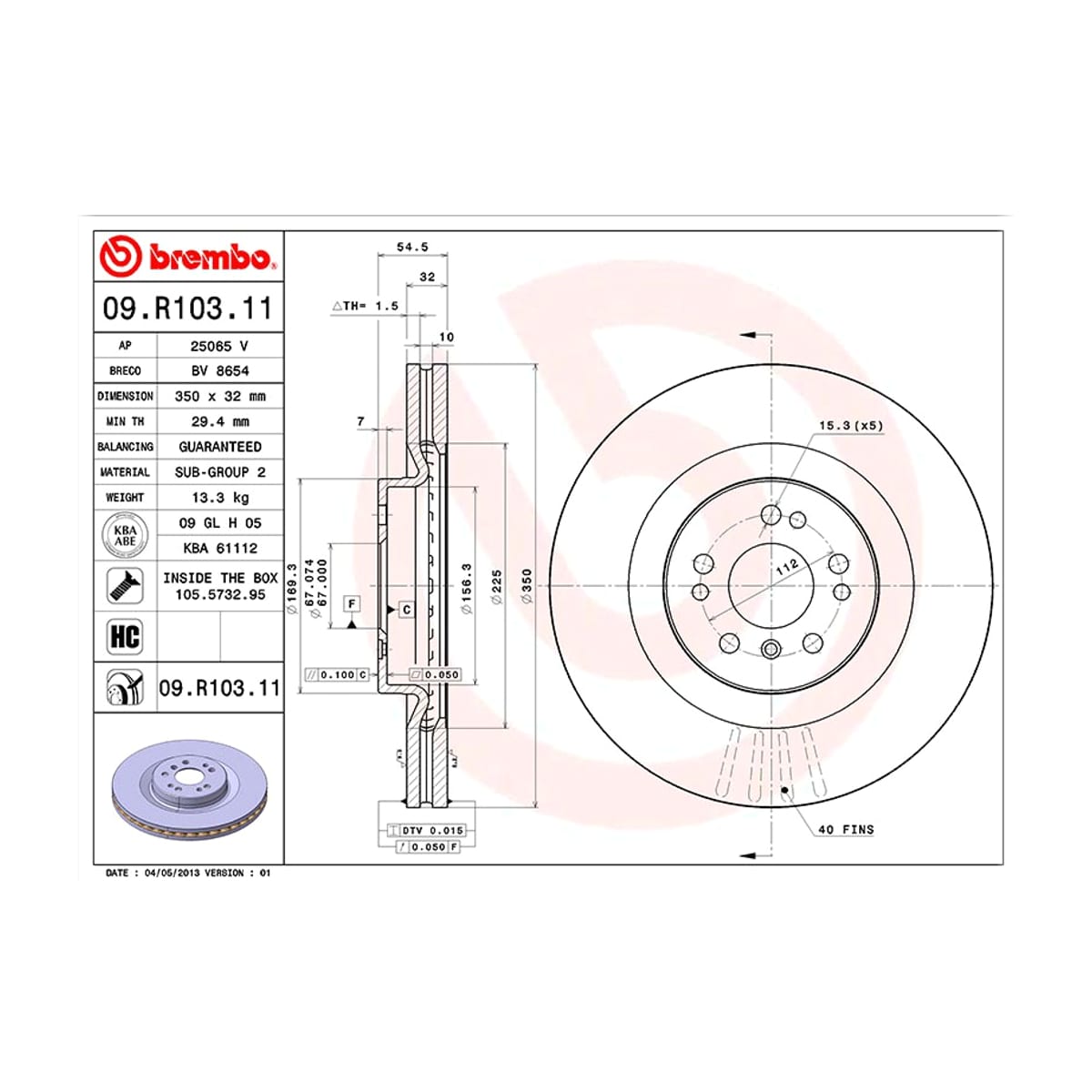 BREMBO Диск тормозной (Спереди) Mercedes-Benz M-Class 05-11 / GL-Class 06-12 09R10311