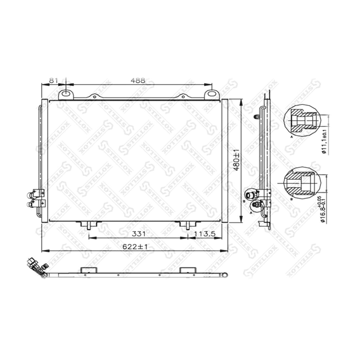 Деталь Радиатор конд. MB 2.0-3.0D 95-02 STELLOX