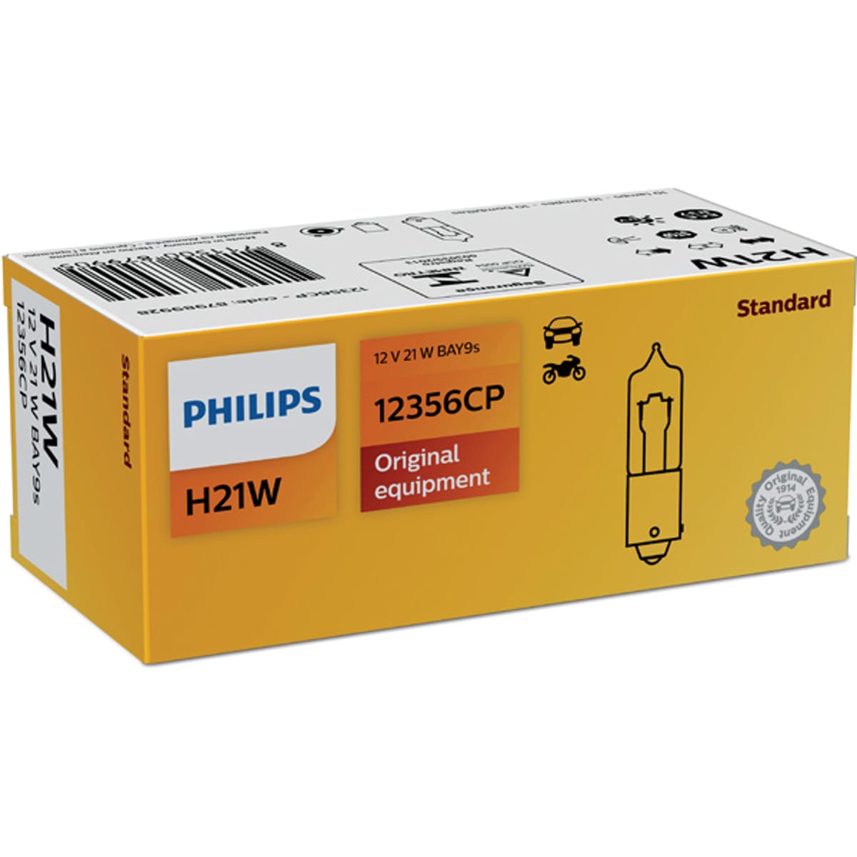 PHILIPS Лампа H21W Vision 12V 21W BAY9s CP