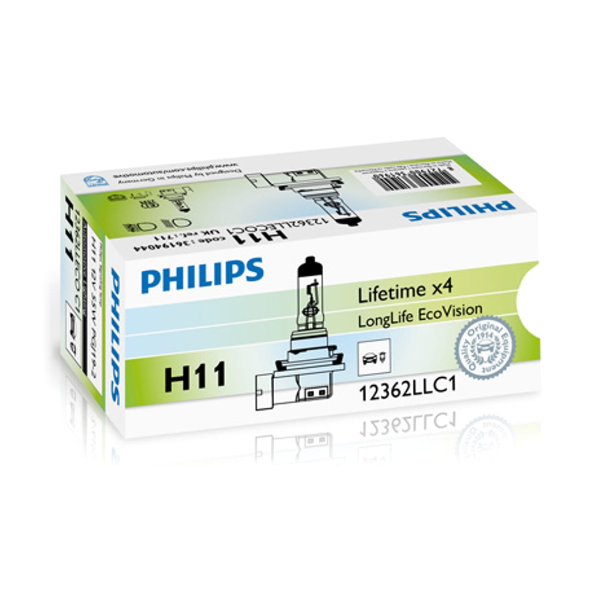 PHILIPS Лампа галогеновая H11 LongLife EcoVision 12V 55W PGJ19-2 CP