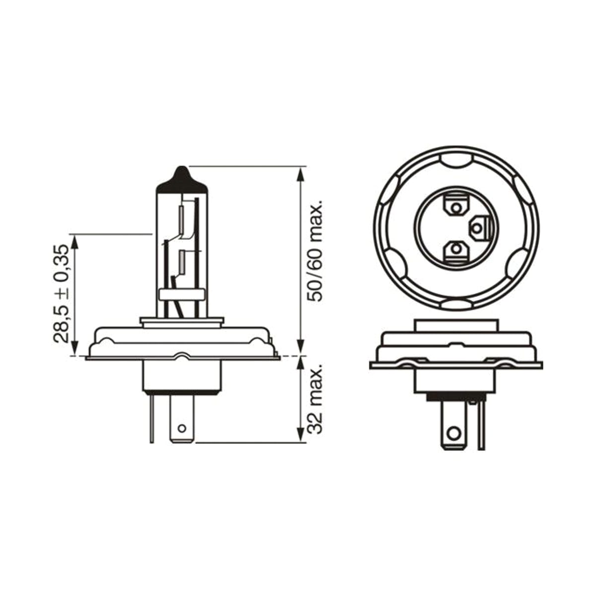 BOSCH Лампа R2 45/4 12V P45t Pure Light 1987302021
