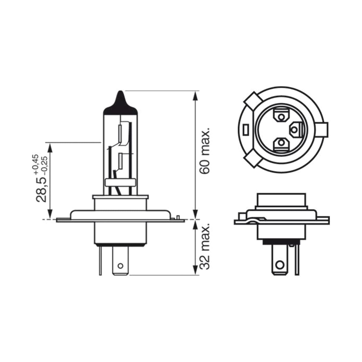 BOSCH Лампа STANDARD H4 12V 60/55W 1987302041