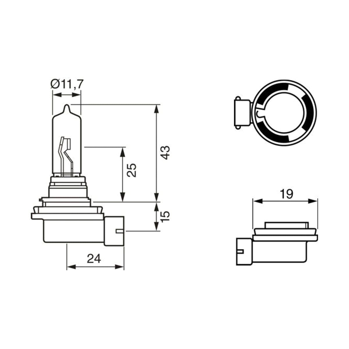 Деталь Лампа 12V 65W H9 BOSCH