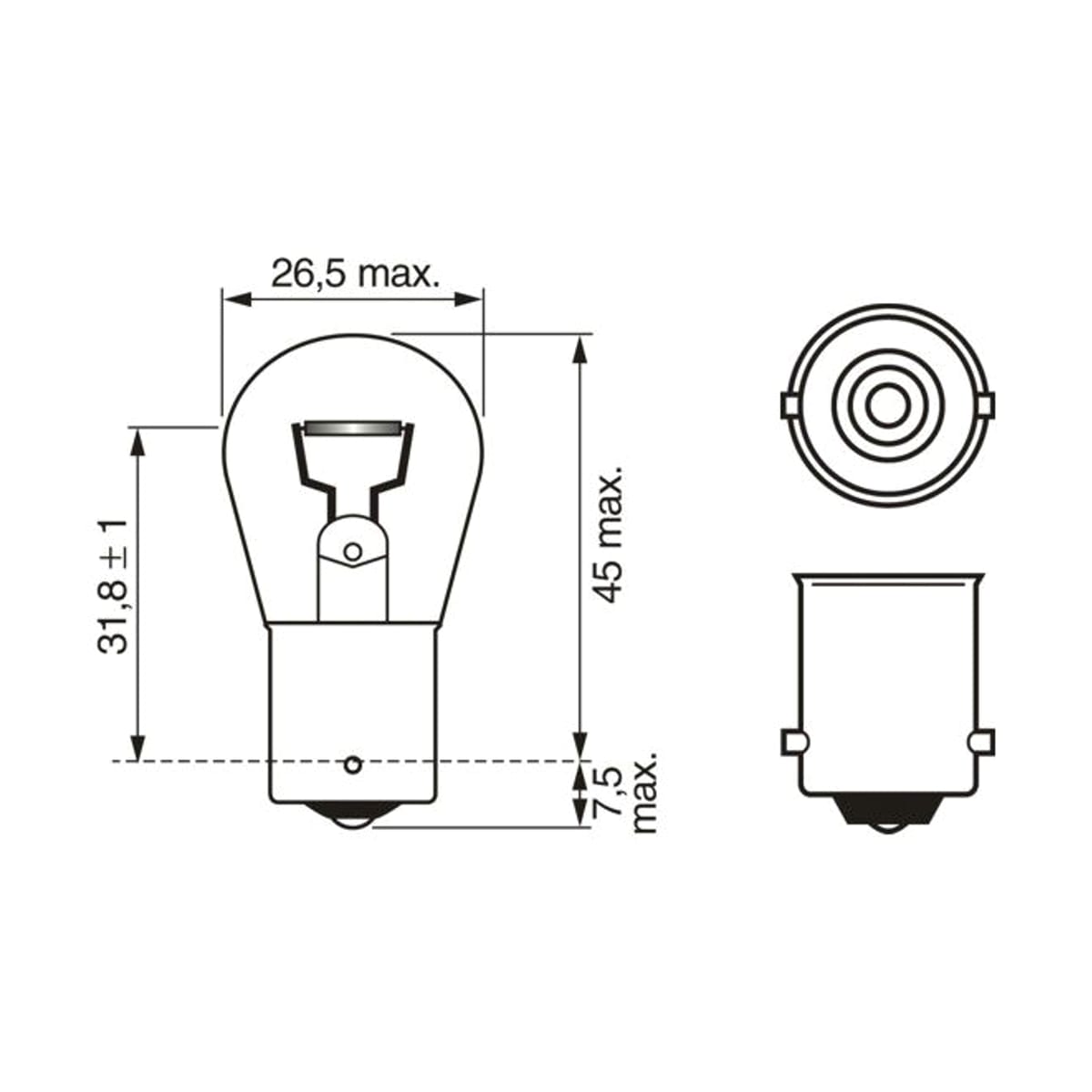 BOSCH Лампа STANDARD P21W 12V 21W