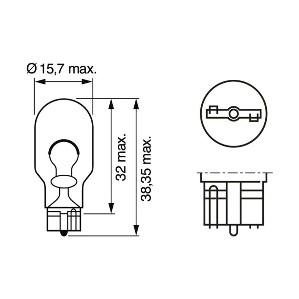 Деталь Лампа STANDARD W16W 12V 16W BOSCH