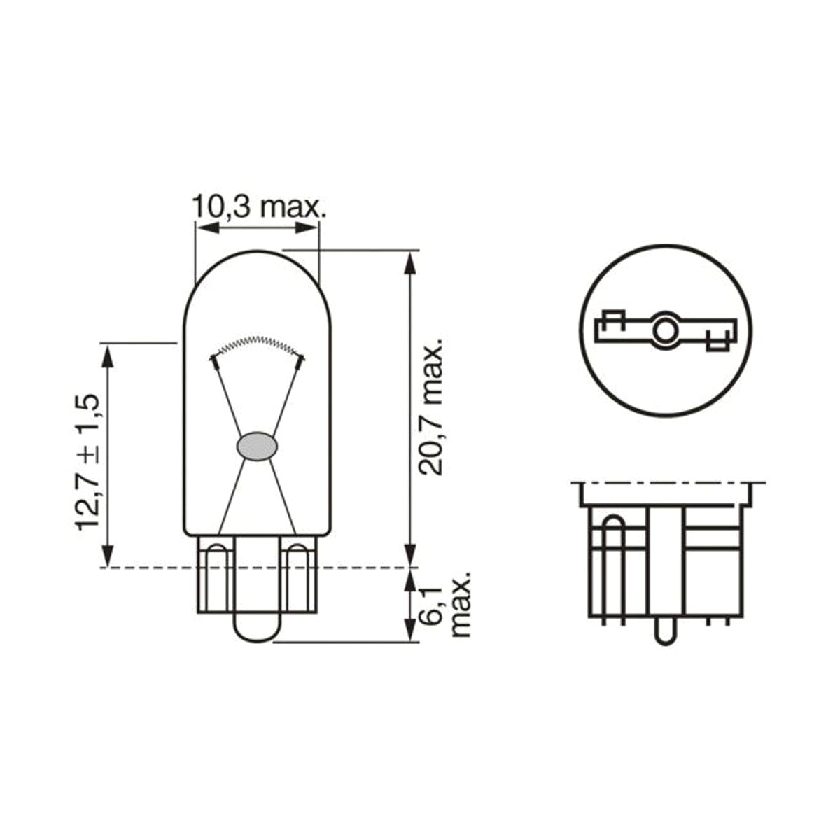 Деталь Лампа STANDARD W5W 12V 5W BOSCH