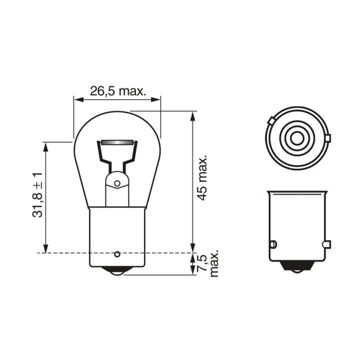 Деталь Лампа PY21W 12V 21W BOSCH