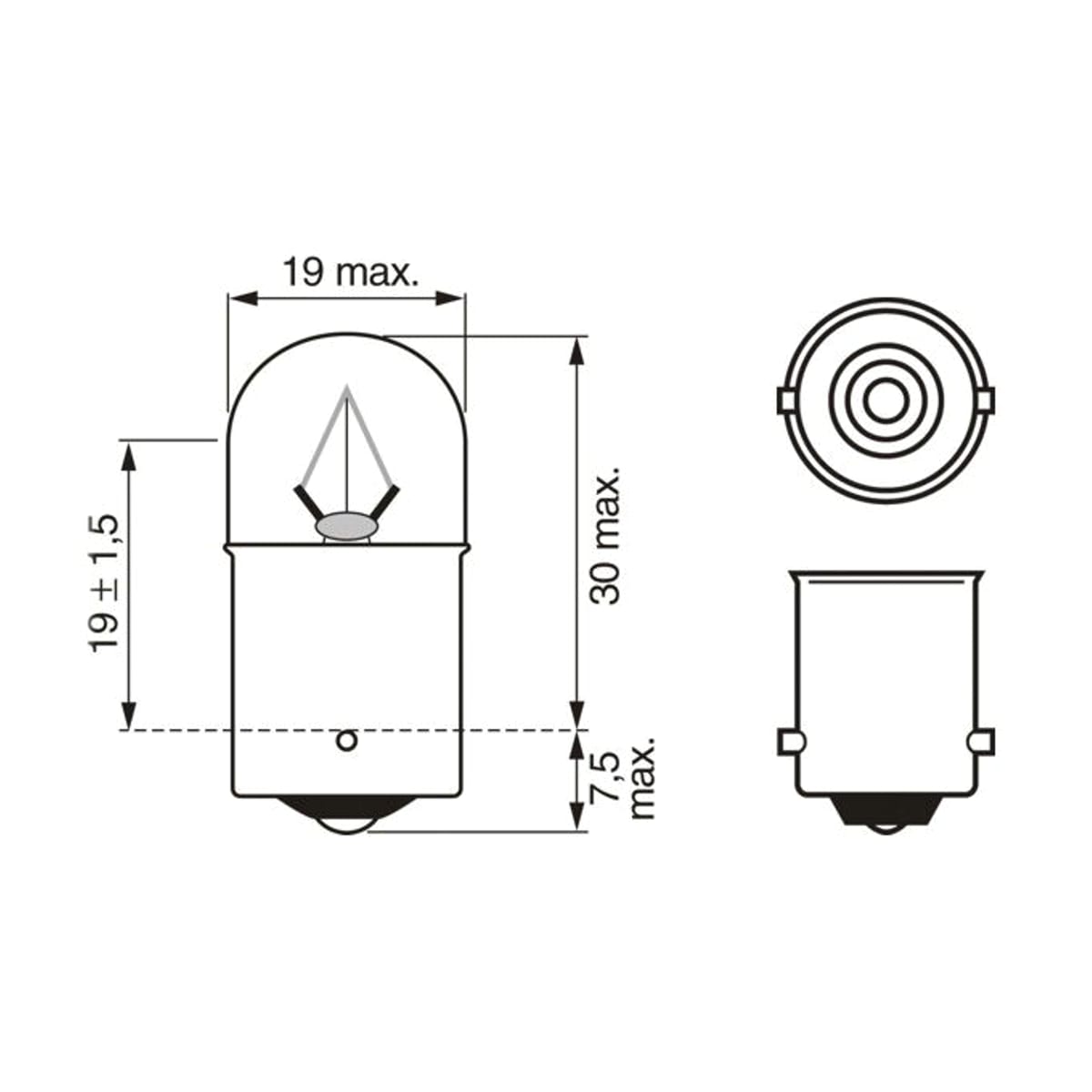 BOSCH Лампа R10W 24V 10W TRUCKLIGHT HCV 1987302505