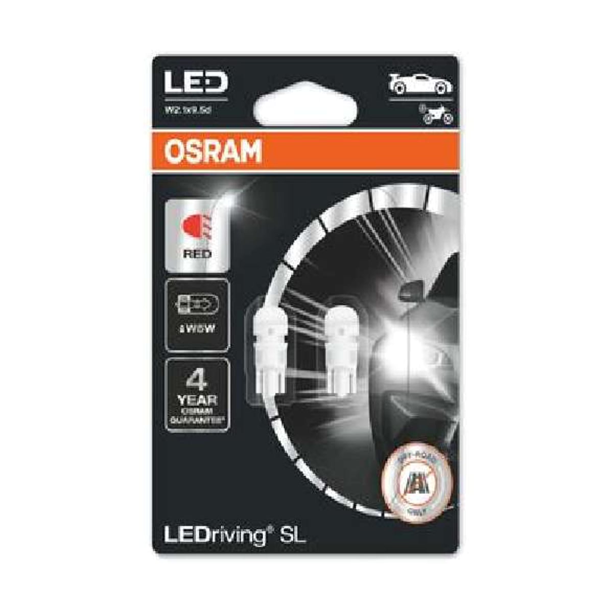 Деталь Снят, замена 2825DRP-2BL LEDriving SL (3поколение) 0,6W/12V W5W W2.1X9.5D красный BLI2 2шт OSRAM