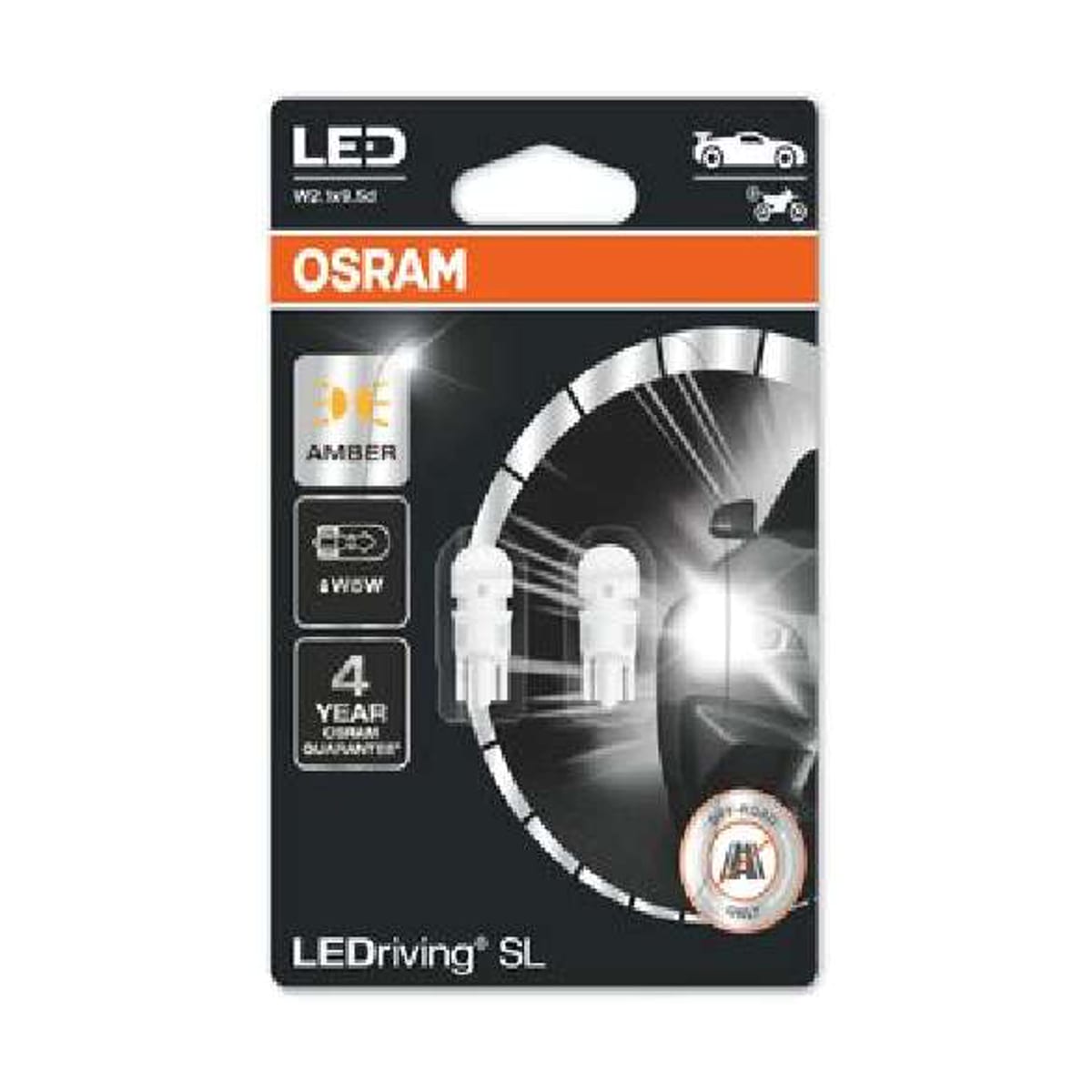 Деталь Снят, замена 2827DYP-2BL LEDriving SL (3поколение) 0,5W/12V W5W W2.1X9.5D BLI2 оранжевый 2шт OSRAM