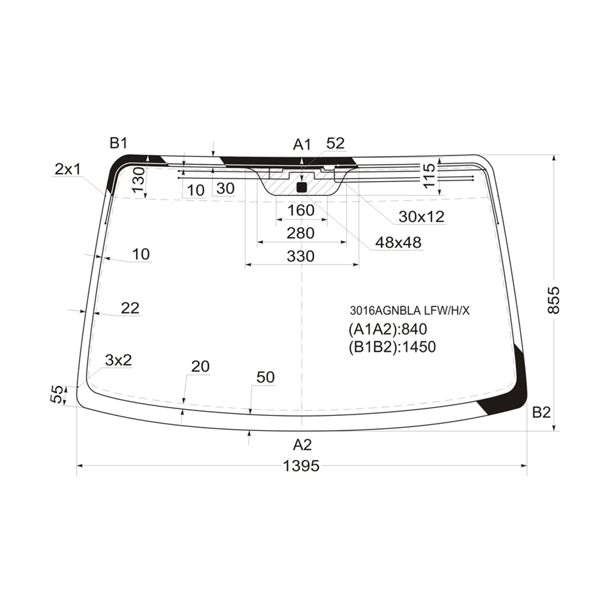 XYG Стекло лобовое (Антенна) Chevrolet Lacetti 04-13 / Daewoo Lacetti 04-09 3016AGNBLALFW/H/X