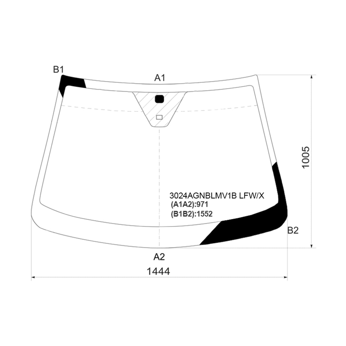 XYG Стекло лобовое (Датчик дождя) Chevrolet Captiva 06-15 / Opel Antara 06-15 3024AGNBLMV1BLFW/X