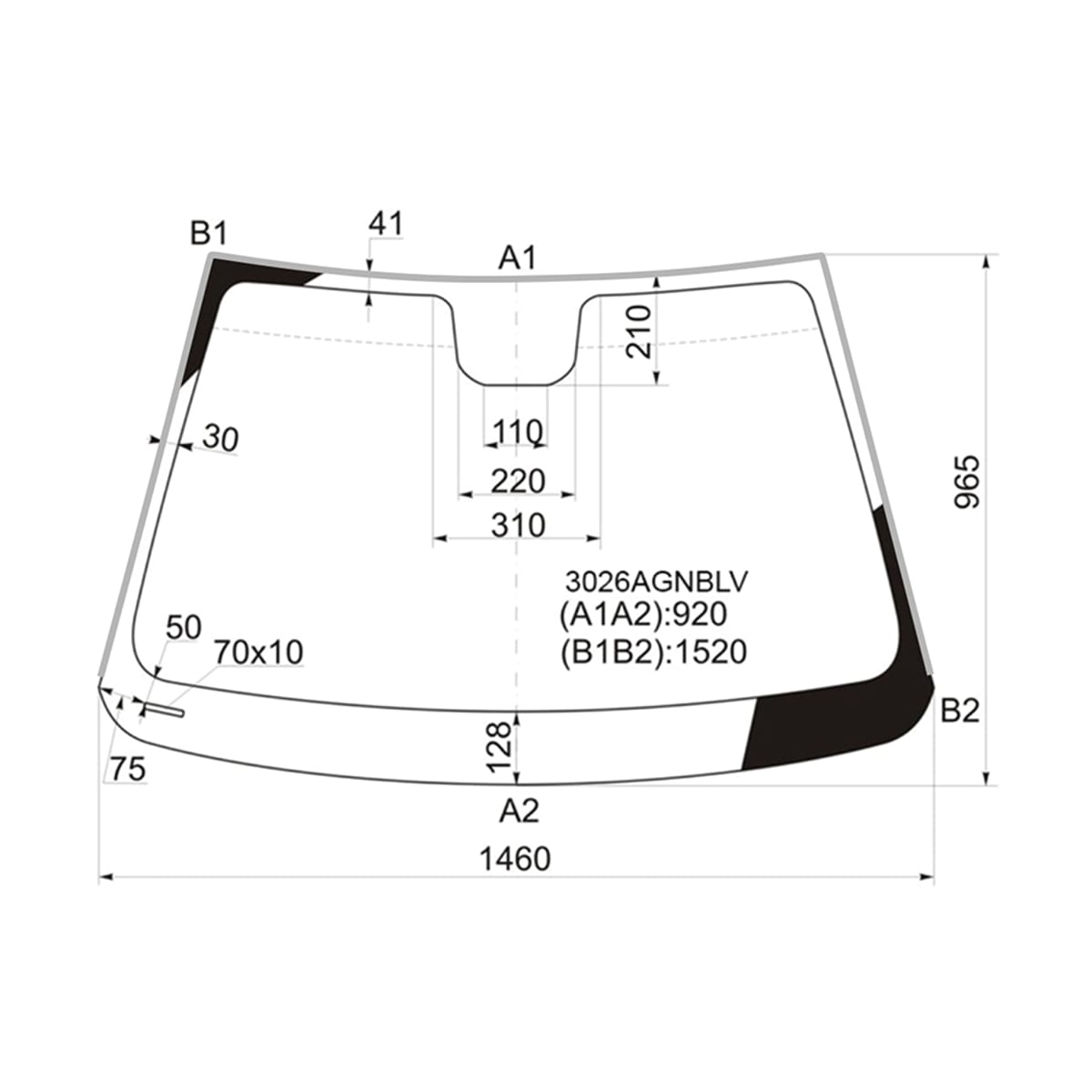 Деталь Стекло лобовое (Молдинг) Chevrolet Cruze 09-15 / Daewoo Lacetti 08-11 FUYAO