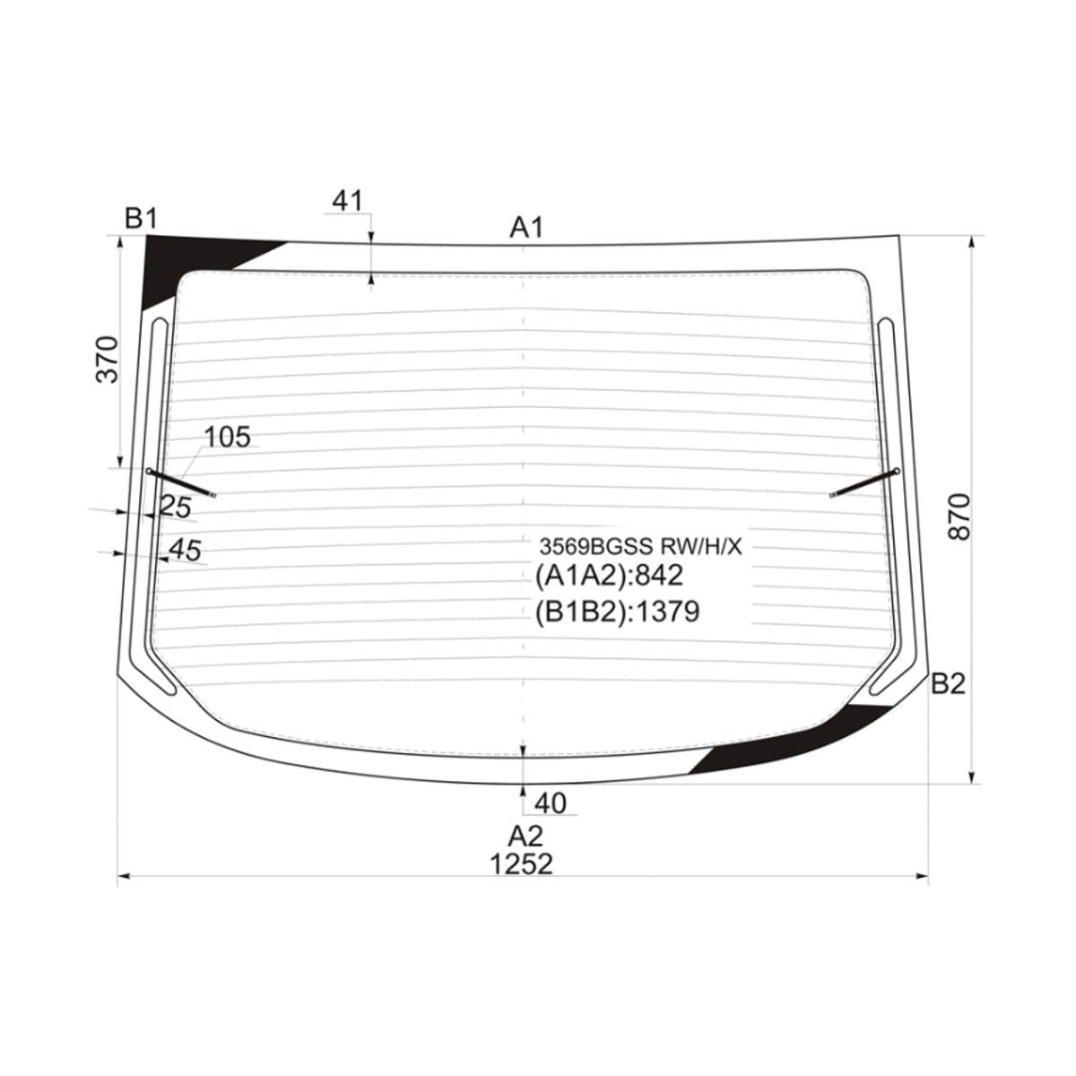 XYG Стекло заднее (Цвет зеленый/ Обогрев/ Антенна/ 4D SED) Ford Mondeo 07-15 3569BGSSRW/H/X