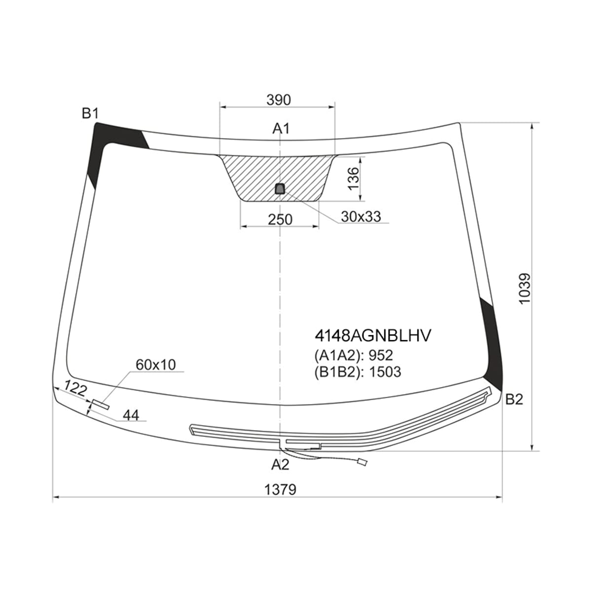 FUYAO Стекло лобовое (Обогрев щеток) Hyundai Solaris 10-17 / Kia Rio 11-17 4148AGNBLHV