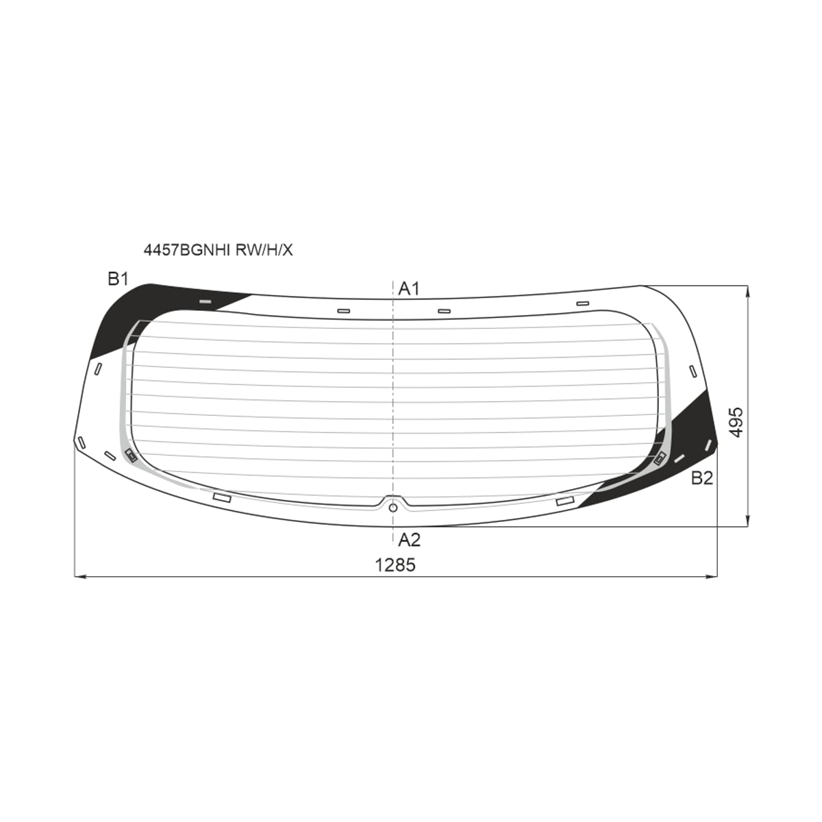 XYG Стекло заднее (Цвет зеленый/ Обогрев/ 5D HBK) Kia Ceed 18 4457BGNHIRW/H/X