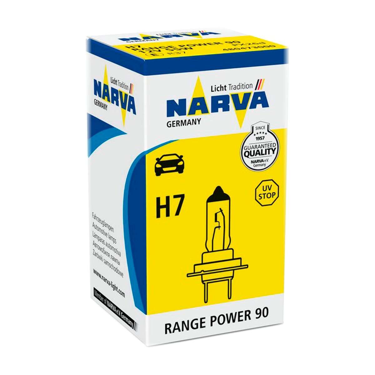 Деталь Снят с производства Лампа H7 RPH+90 12V 55W PX26D NVA S2 NARVA