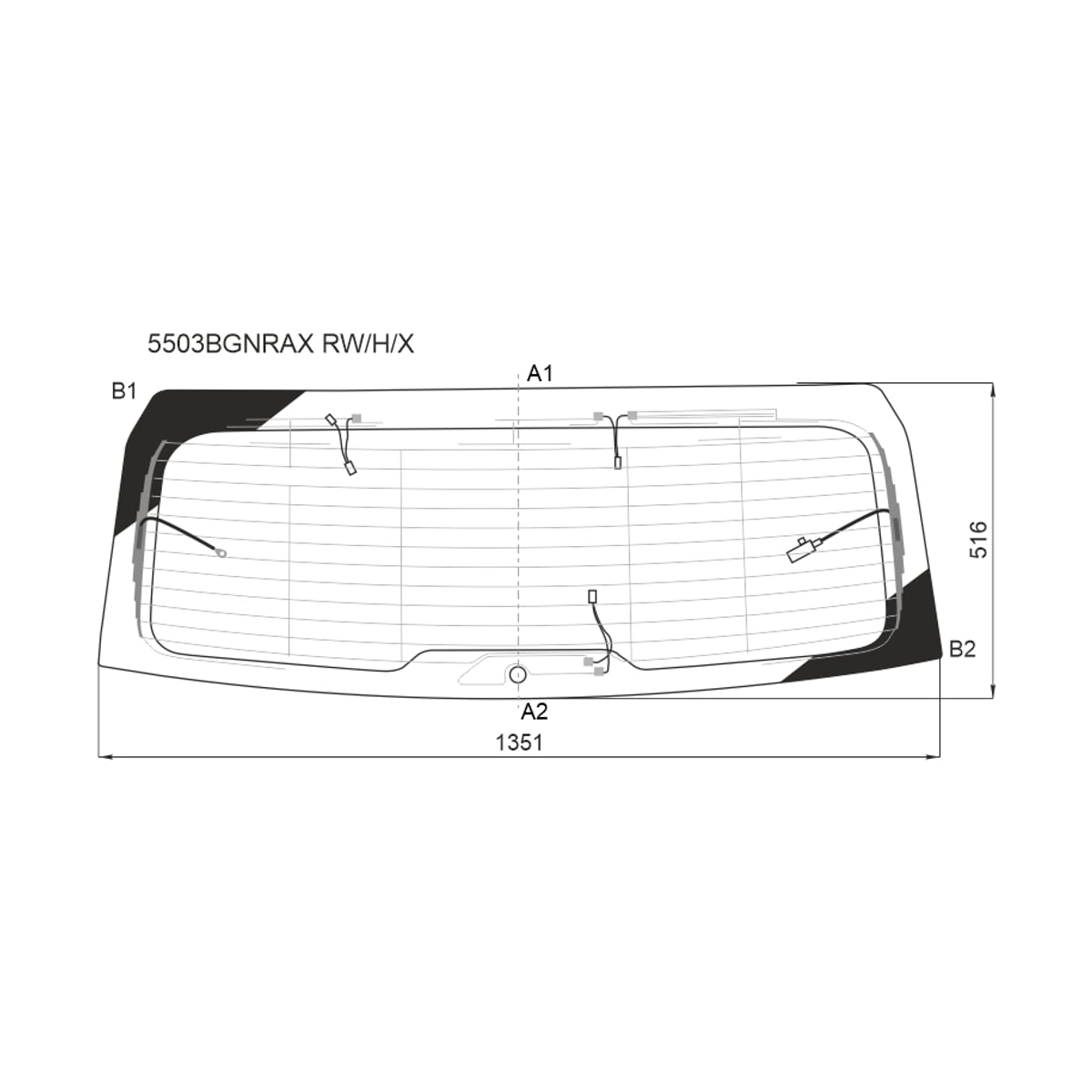 XYG Стекло заднее (Цвет зеленый/ Обогрев/ Антенна) Mercedes-Benz GLE 18 5503BGNRAXRW/H/X