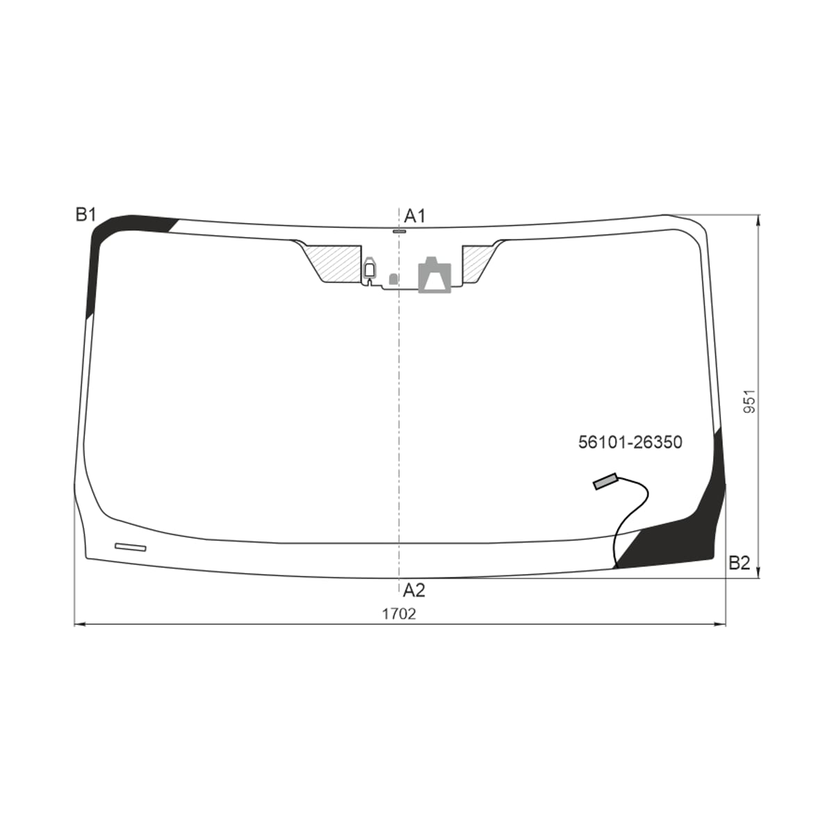 Стекло лобовое (Обогрев щеток/ Камера/ Датчик дождя) Toyota Hiace 19 5610126350
