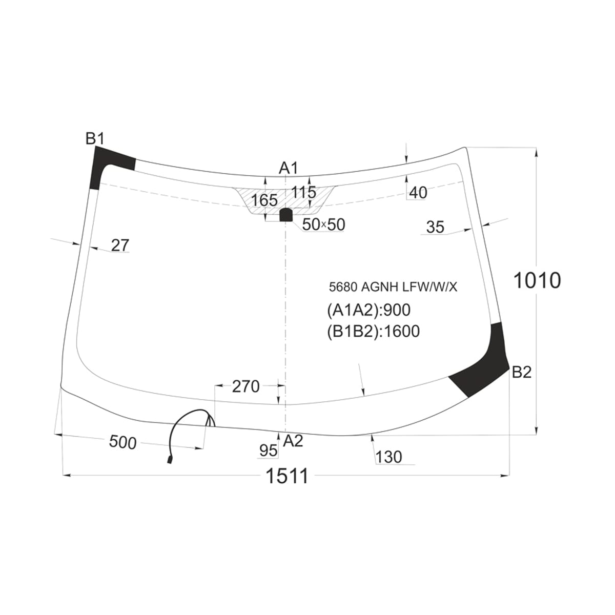 XYG Стекло лобовое (Обогрев щеток) Mitsubishi Outlander 05-12 / Citroen C-Crosser 07-12