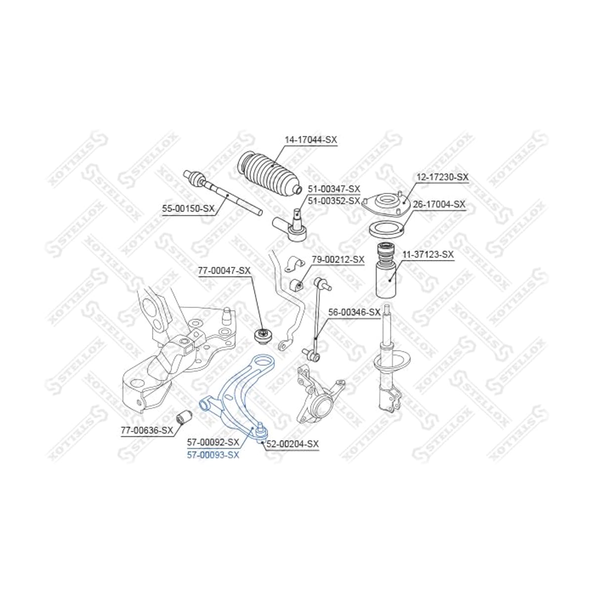 Деталь Рычаг нижн. п. Mitsubishi Outlander 02> STELLOX