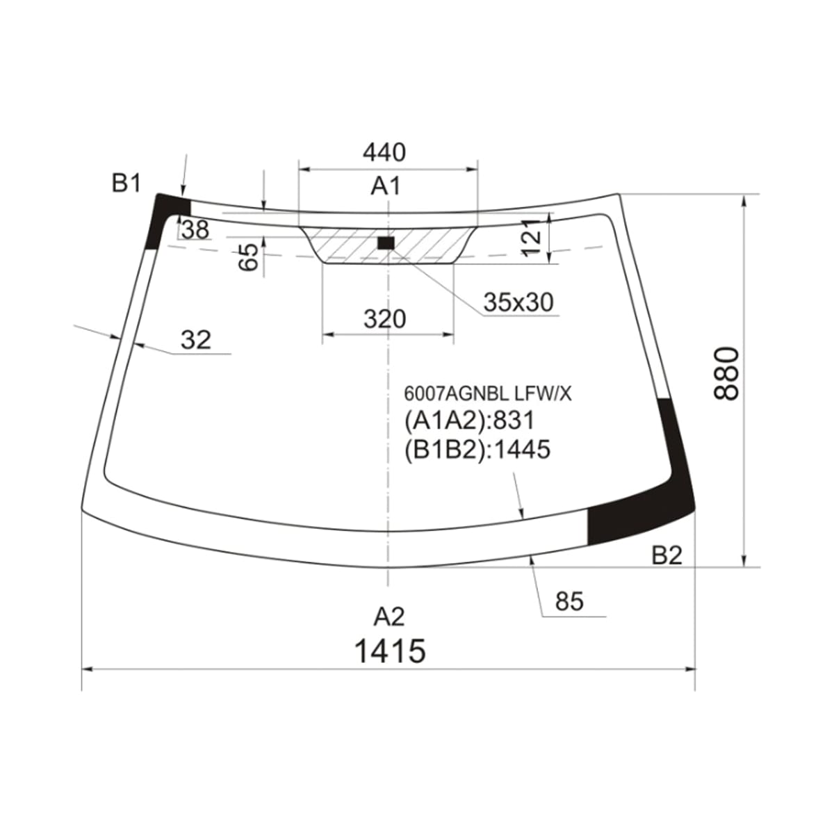 XYG Стекло лобовое Nissan Almera 00-06 / Almera Classic 06-12 6007AGNBLLFW/X