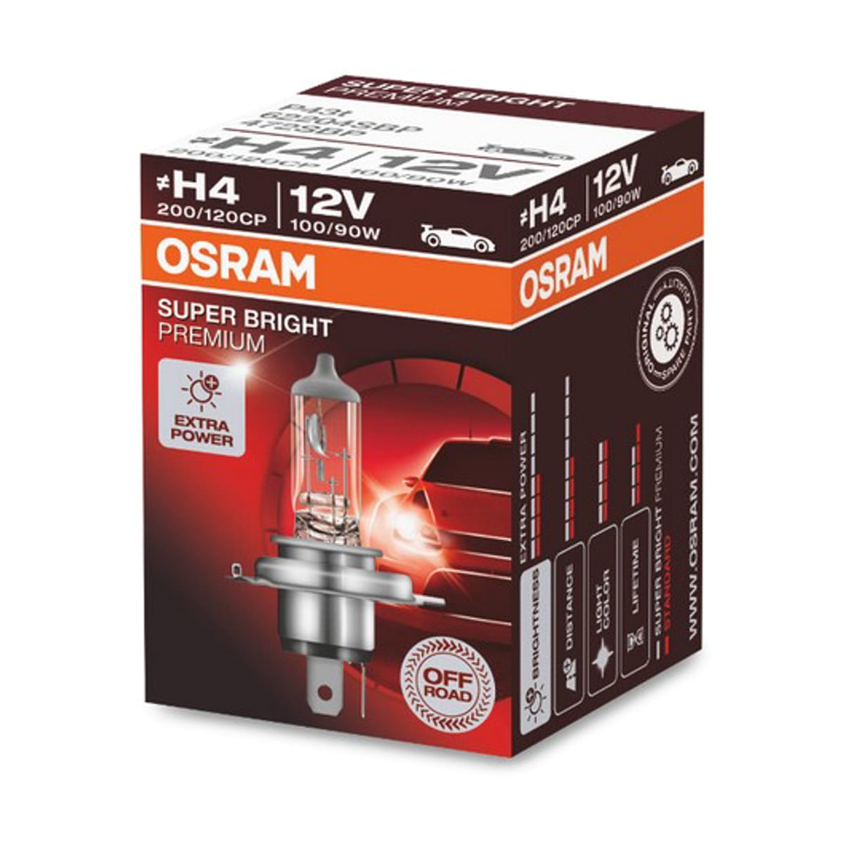 Деталь Лампа H4 12V 100/90W P43t OFF-ROAD Super Bright Premium Лампы повышенной мощности 1 шт. OSRAM
