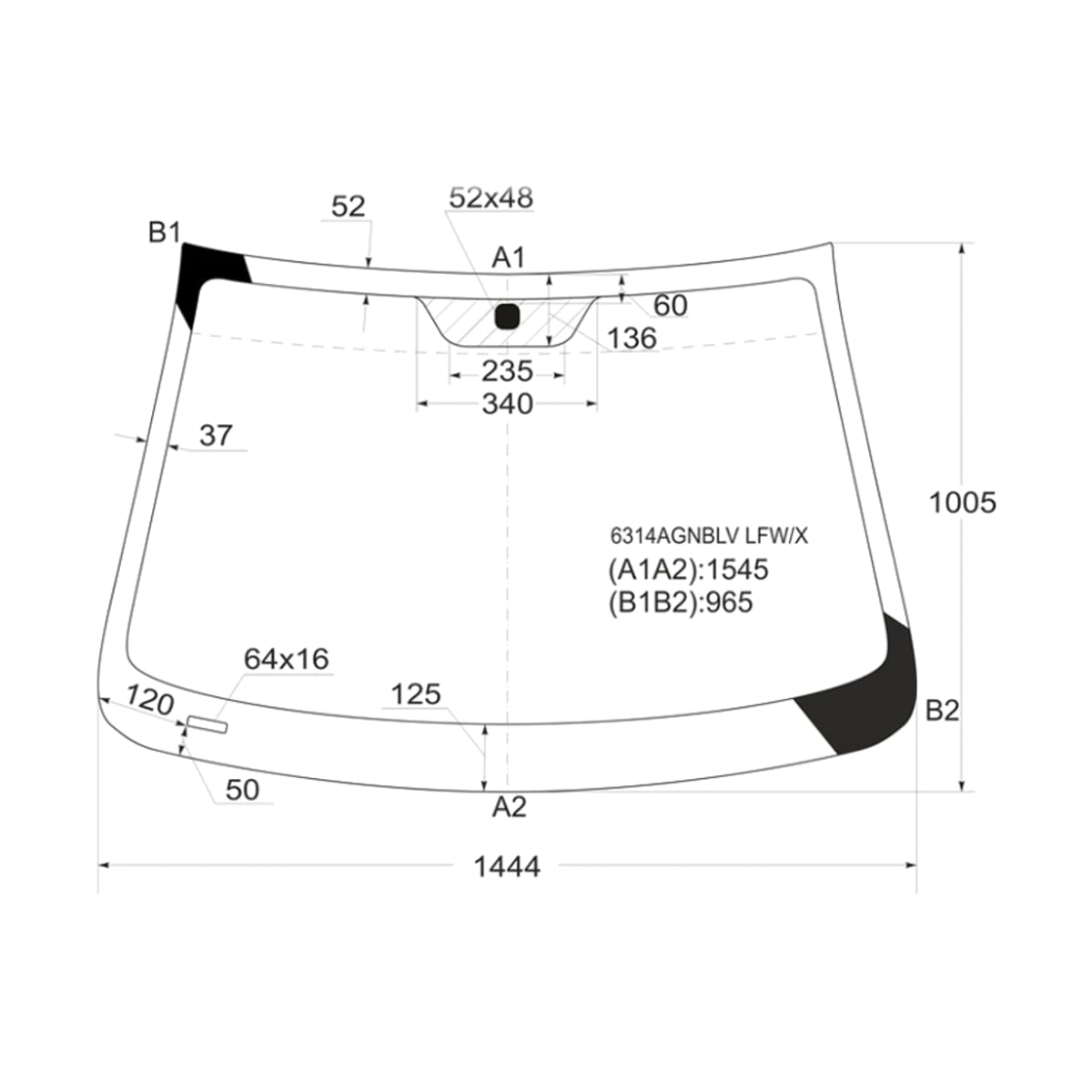 Деталь Стекло лобовое Chevrolet Captiva 06-15 / Opel Antara 06-15 XYG