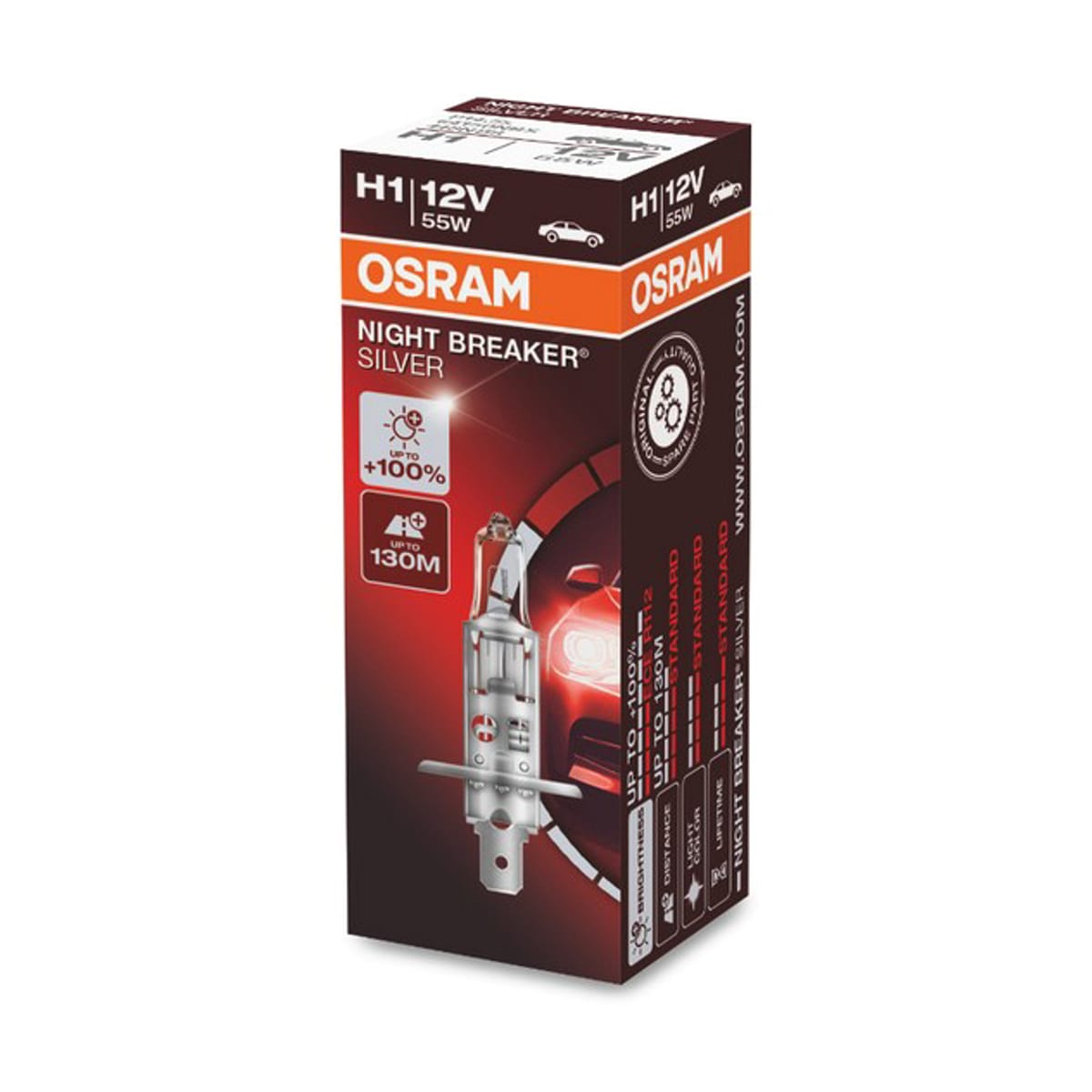 Деталь Лампа H1 12V 55W P14.5s NIGHT BREAKER SILVER +100% больше света 1 шт. OSRAM
