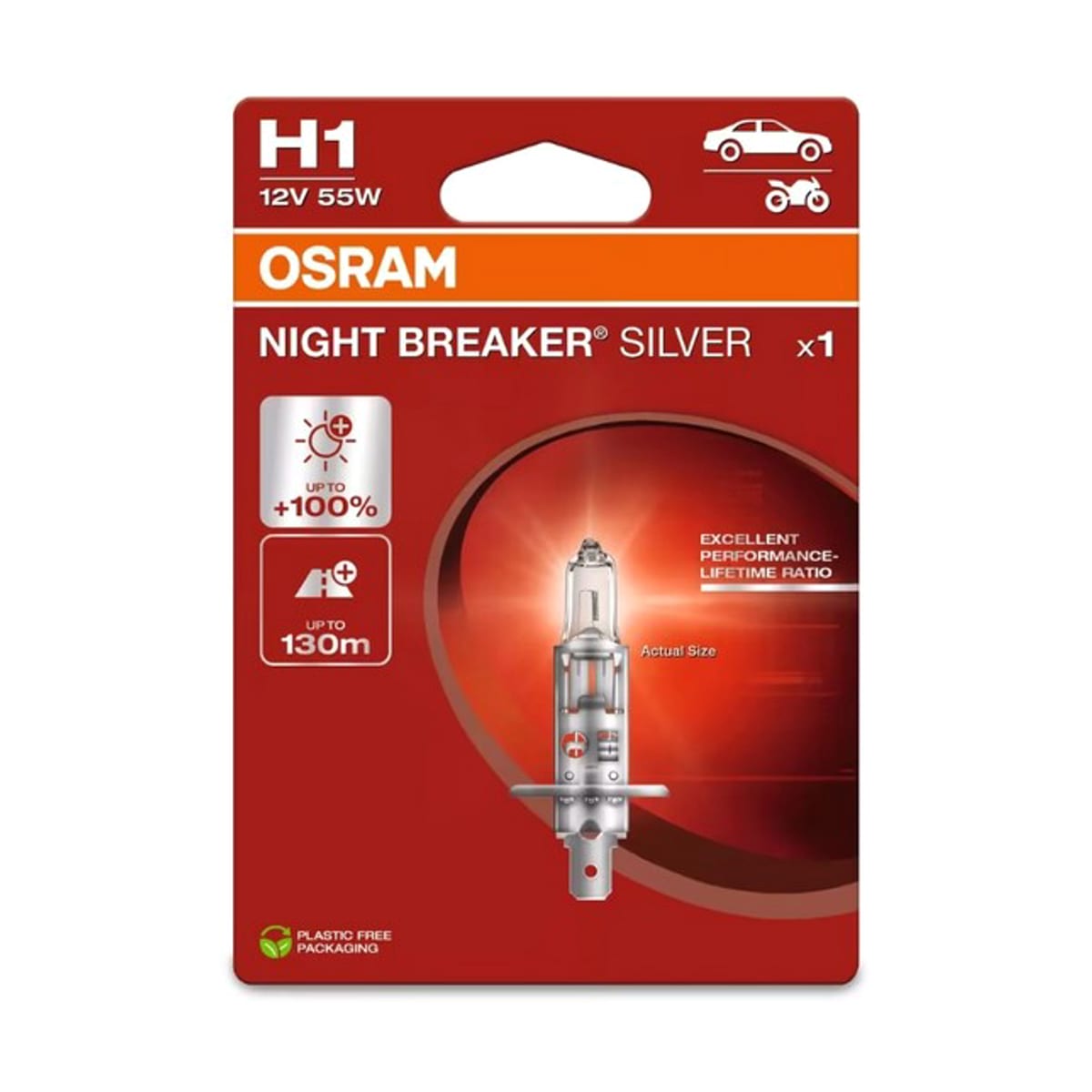 Деталь Лампа H1 12V 55W P14.5s NIGHT BREAKER SILVER +100% больше света 1 шт. OSRAM