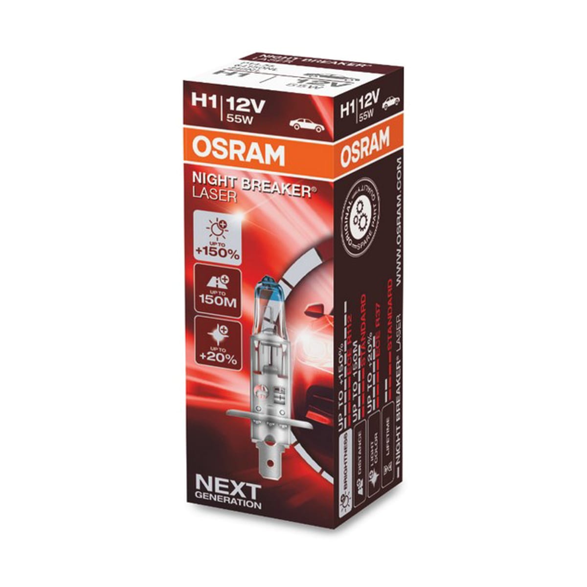 OSRAM Лампа H1 12V 55W P14.5s NIGHT BREAKER LASER +150% больше света 1 шт.