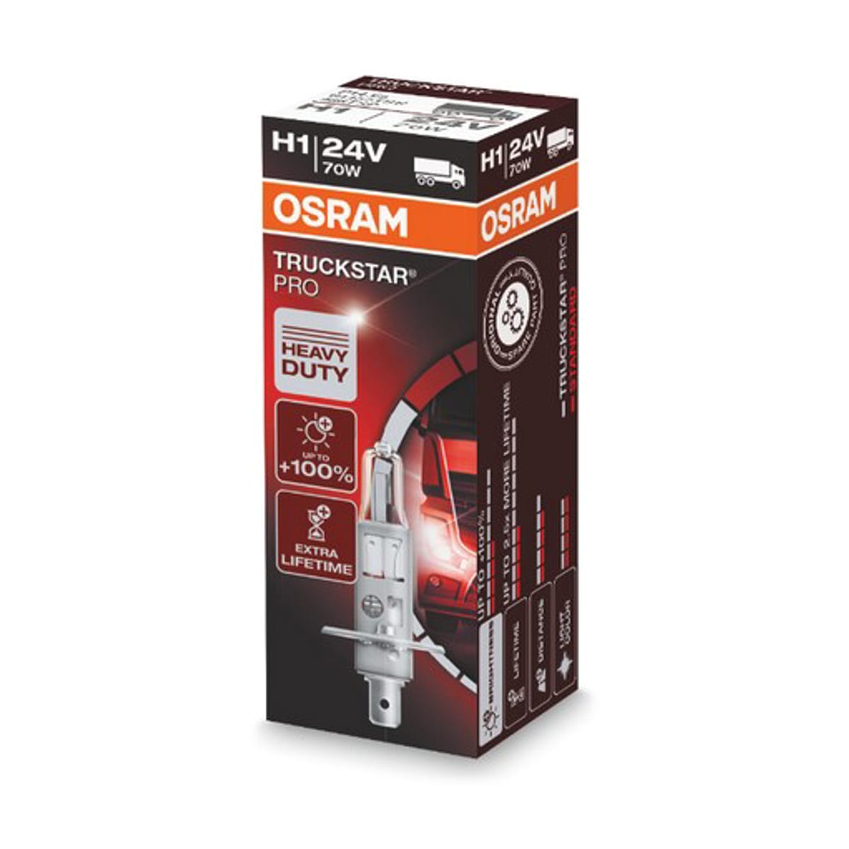 Деталь Лампа H1 24V 70W P14.5s TRUCKSTAR PRO +100% больше света 1 шт. OSRAM