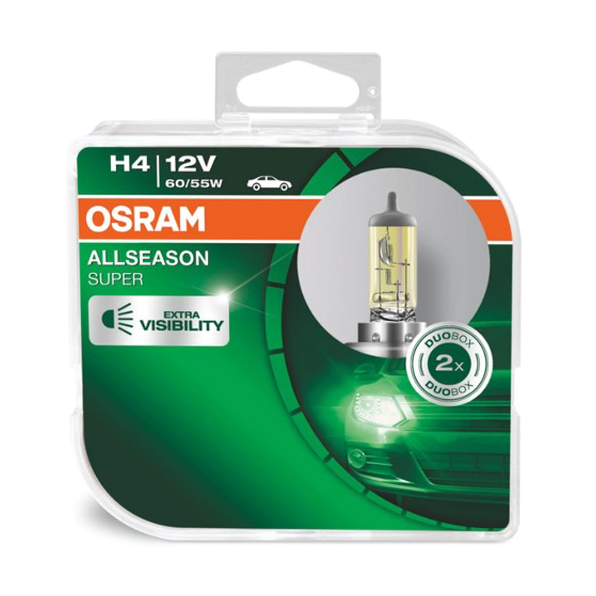 Деталь Снят с производства Комплект ламп H4 12V 60/55W P43t ALLSEASON +30% больше света, 3000К 2шт.(1к-т) OSRAM