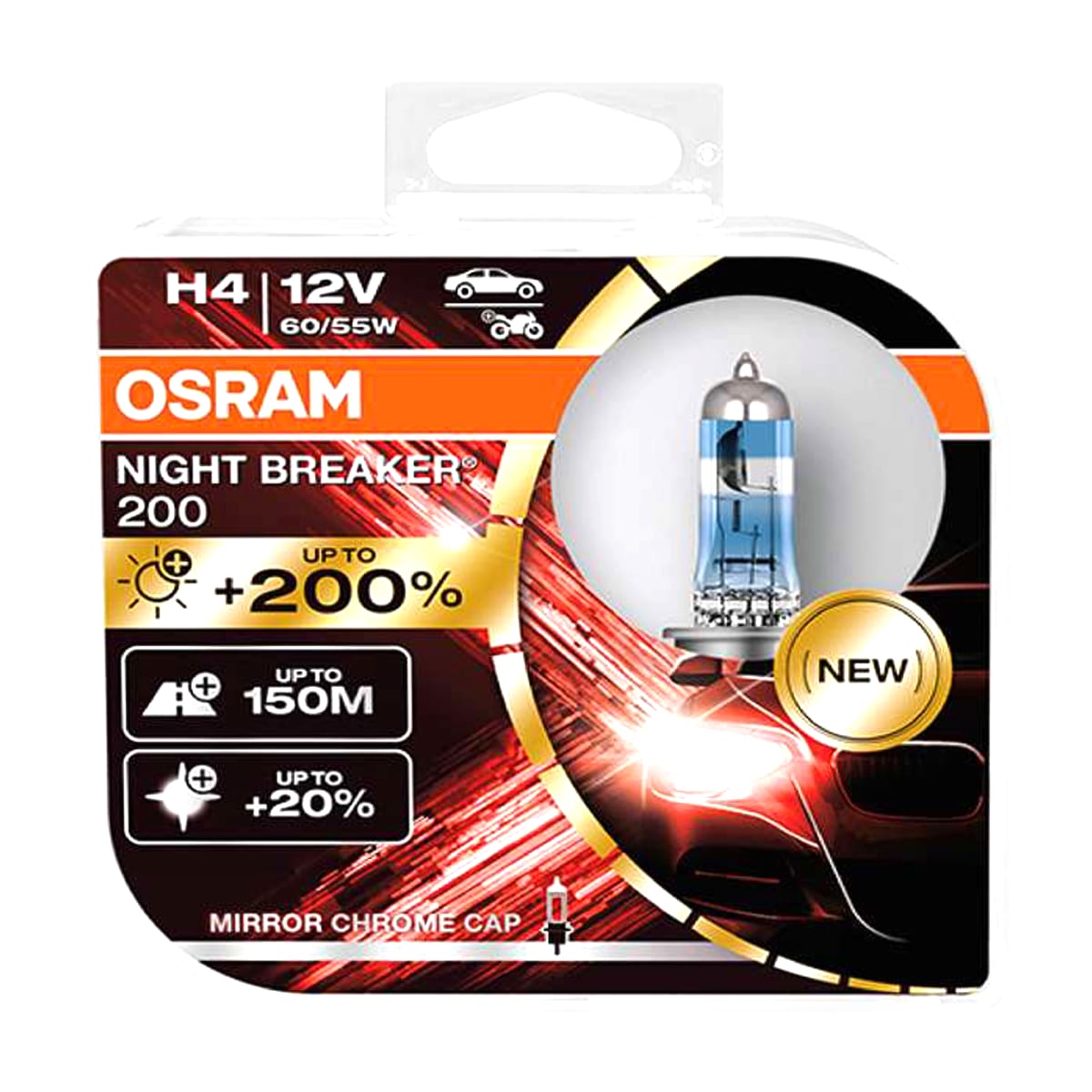 Деталь Снят, замена 64193NB220-2HB Комплект ламп H4 12V 60/55W P43t 4050K NIGHT BREAKER200 +200% 2 шт OSRAM